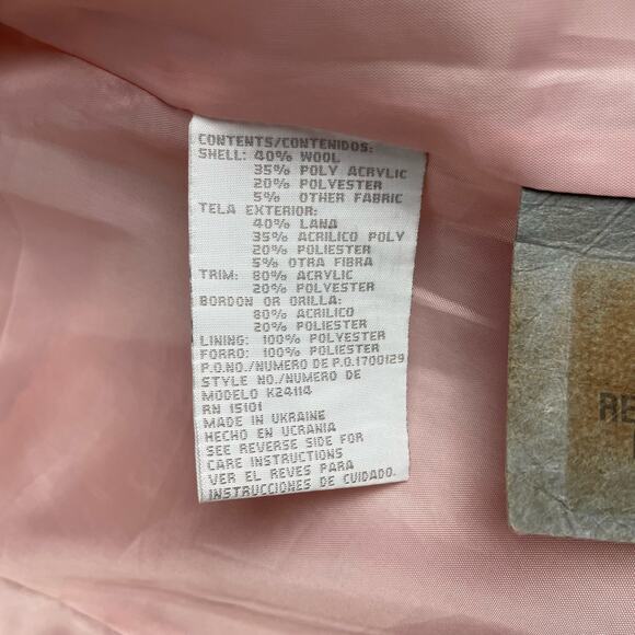 y2k Pink Tweed Wool Blend Coat Size S Faux Fur Trim Full Zip Jacket Bratz Doll - Picture 8 of 11